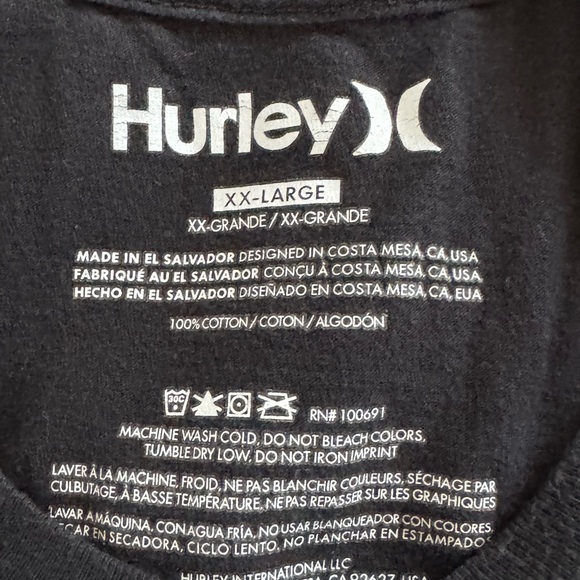 HURLEY Men’s Everyday Washed Black Graphic T-Shirt XXL - Picture 4 of 4